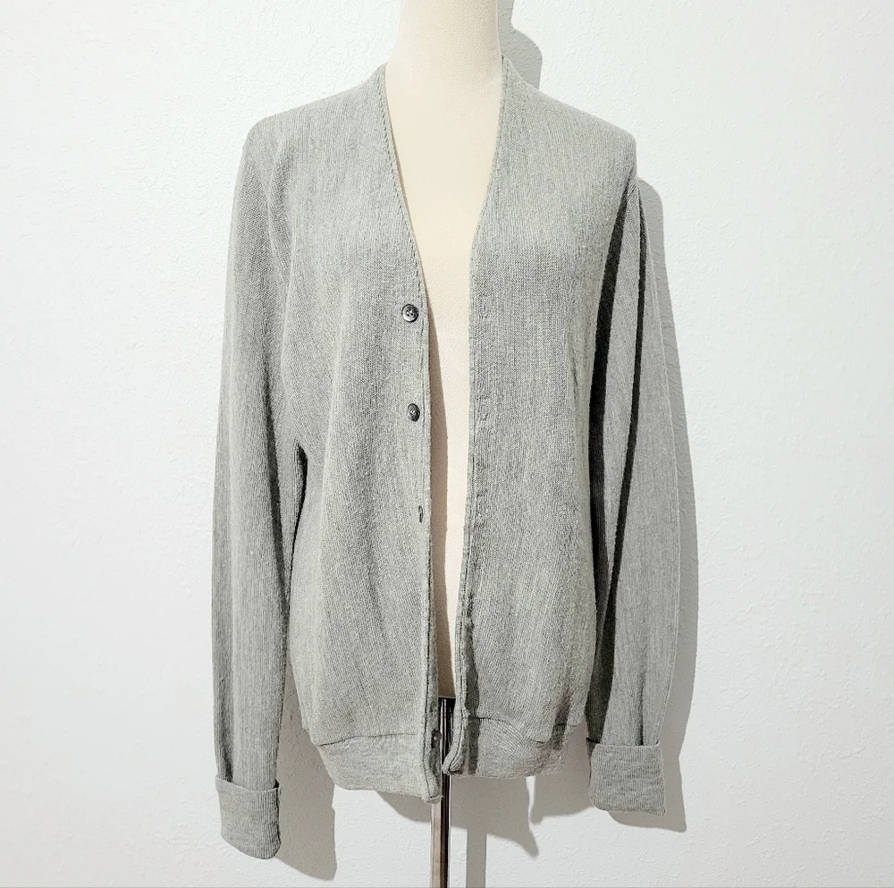 Heritage USA Men’s Cardigan Sweater Size XL Gray Wool Blend Vintage Made In USA